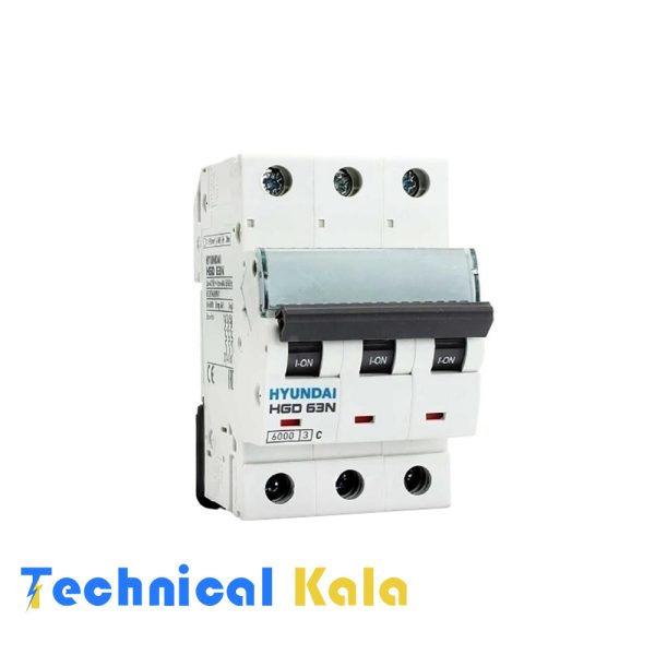 کلید مینیاتوری 3 پل 40 آمپر هیوندای (مدل HGD 63N 3P-40A)