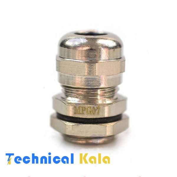 گلند کابل فلزی با سایز رزوه PG7 و جنس بدنه برنج با آبکاری نیکل DeDe (مدل MPG7)