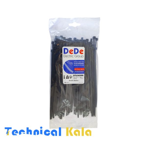 بست کمربندی پلاستیکی آنتی یو وی (مشکی) با عرض ۳٫۶ میلیمتر و طول ۳۰۰ میلیمتر DeDe مدل (DTU36300)