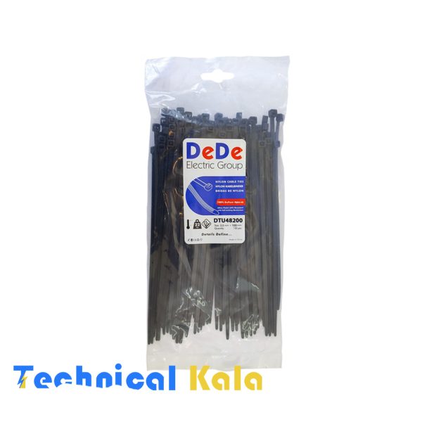 بست کمربندی پلاستیکی آنتی یو وی (مشکی) با عرض ۴٫۸ میلیمتر و طول ۲۰۰ میلیمتر DeDe مدل (DTU48200)