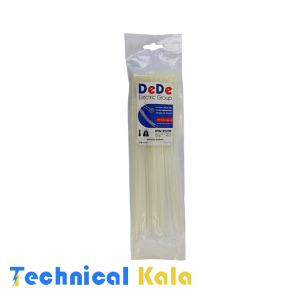 بست کمربندی پلاستیکی با عرض ۲.۵ میلیمتر و طول ۲۵۰ میلیمتر سفید رنگ DeDe مدل(DTN25250)