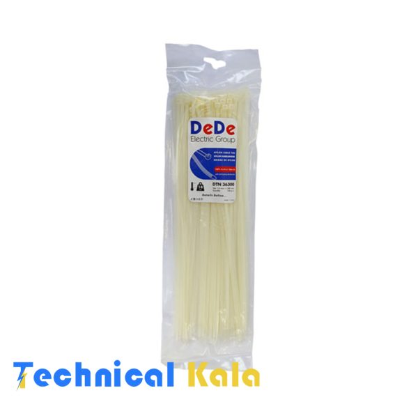 بست کمربندی پلاستیکی با عرض ۳.۶ میلیمتر و طول ۳۰۰ میلیمتر سفید رنگ DeDe مدل (DTN36300)