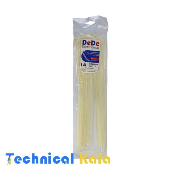 بست کمربندی پلاستیکی با عرض ۳.۶ میلیمتر و طول ۳۷۰ میلیمتر سفید رنگ DeDe مدل (DTN36370)