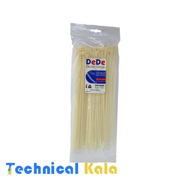 بست کمربندی پلاستیکی با عرض ۴.۸ میلیمتر و طول ۳۰۰ میلیمتر سفید رنگ DeDe مدل (DTN48300