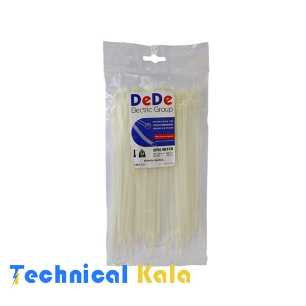 بست کمربندی پلاستیکی با عرض ۴.۸ میلیمتر و طول ۳۷۰ میلیمتر سفید رنگ DeDe مدل (DTN48370)