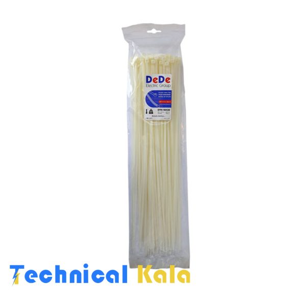 بست کمربندی پلاستیکی با عرض ۴.۸ میلیمتر و طول ۴۳۰ میلیمتر سفید رنگ DeDe مدل (DTN48430)