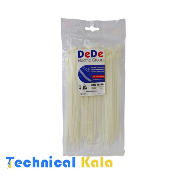 بست کمربندی پلاستیکی با عرض ۴.۸ میلیمتر و طول ۵۳۰ میلیمتر سفید رنگ DeDe مدل (DTN485530)