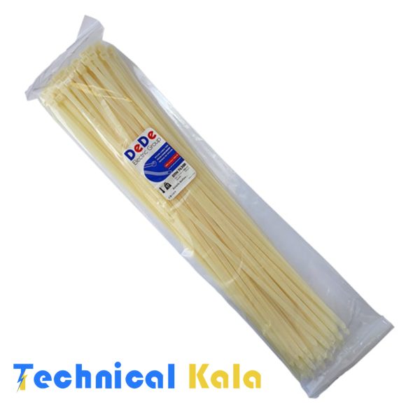 بست کمربندی پلاستیکی با عرض ۷.۶ میلیمتر و طول ۳۰۰ میلیمتر سفید رنگ DeDe مدل (DTN76300)