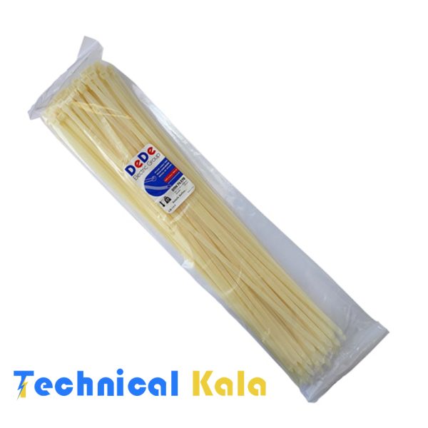 بست کمربندی پلاستیکی با عرض ۷.۶ میلیمتر و طول ۳۷۰ میلیمتر سفید رنگ DeDe مدل (DTN76370)