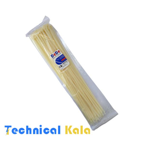 بست کمربندی پلاستیکی با عرض ۷.۶ میلیمتر و طول ۵۵۰ میلیمتر سفید رنگ DeDe مدل (DTN76550)