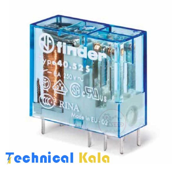 رله شیشه ای 8 آمپر فیندر 8 پایه 2NO2NC ولتاژ کنترلی finder 12VDC (مدل 0000. 40.52.9012)