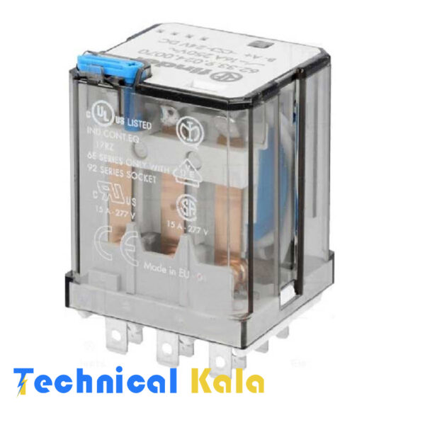 رله شیشه ای 16 آمپر فیندر 11 پایه 3NONC ولتاژ کنترلی finder 24VDC (مدل 62.33.9.24.0040)