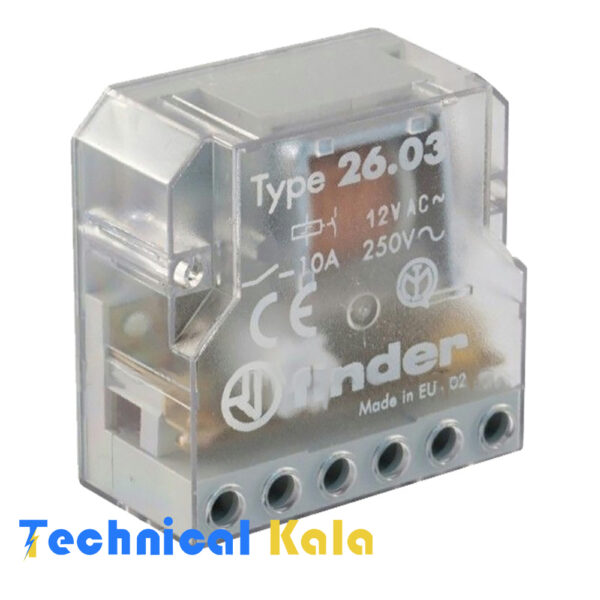 رله شیشه ای 220VAC دو کنتاکت فیندر finder (مدل 26.03.8.230.0000)