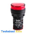 چراغ سیگنال LED قطر ۲۲ میلیمتر زنگ دار (بیزر دار) DeDe مدل (PL22B220R)